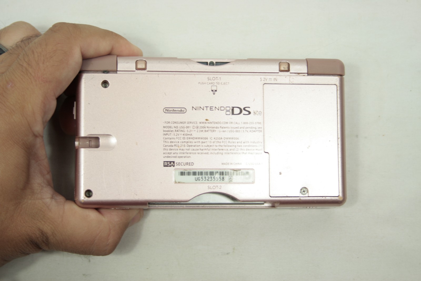 Nintendo DS Lite Console Pink Metallic Rose UNTESTED AS IS FOR PART FOR REPAIR
