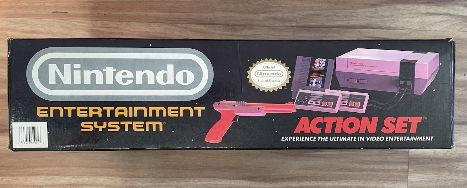 Nintendo NES Action Set Console In Box Tested 1985 Orange Zapper Tetris Vintage