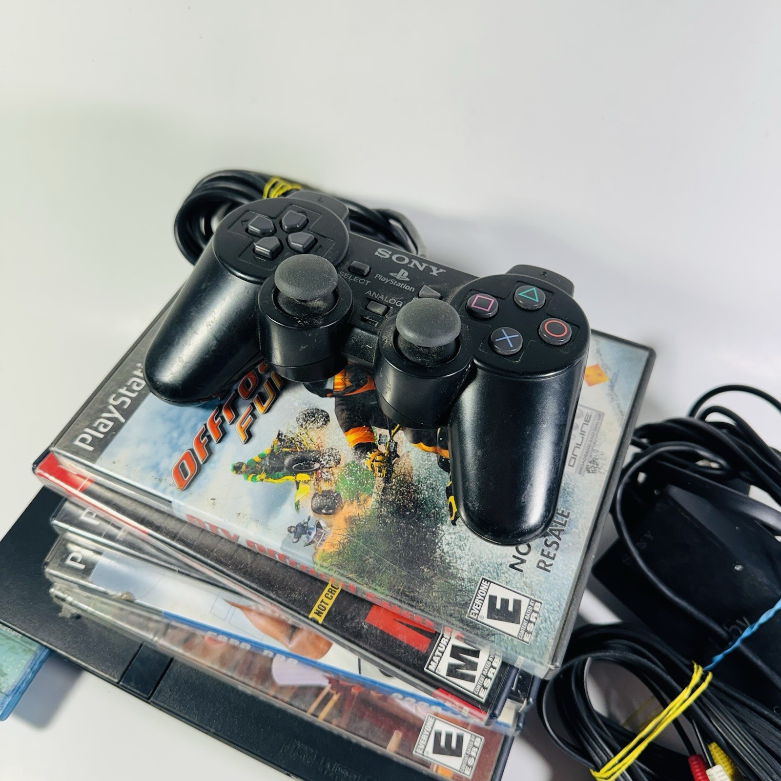 Sony PlayStation 2 Slim PS2 Console Bundle 1 Controllers 5 Games 77001