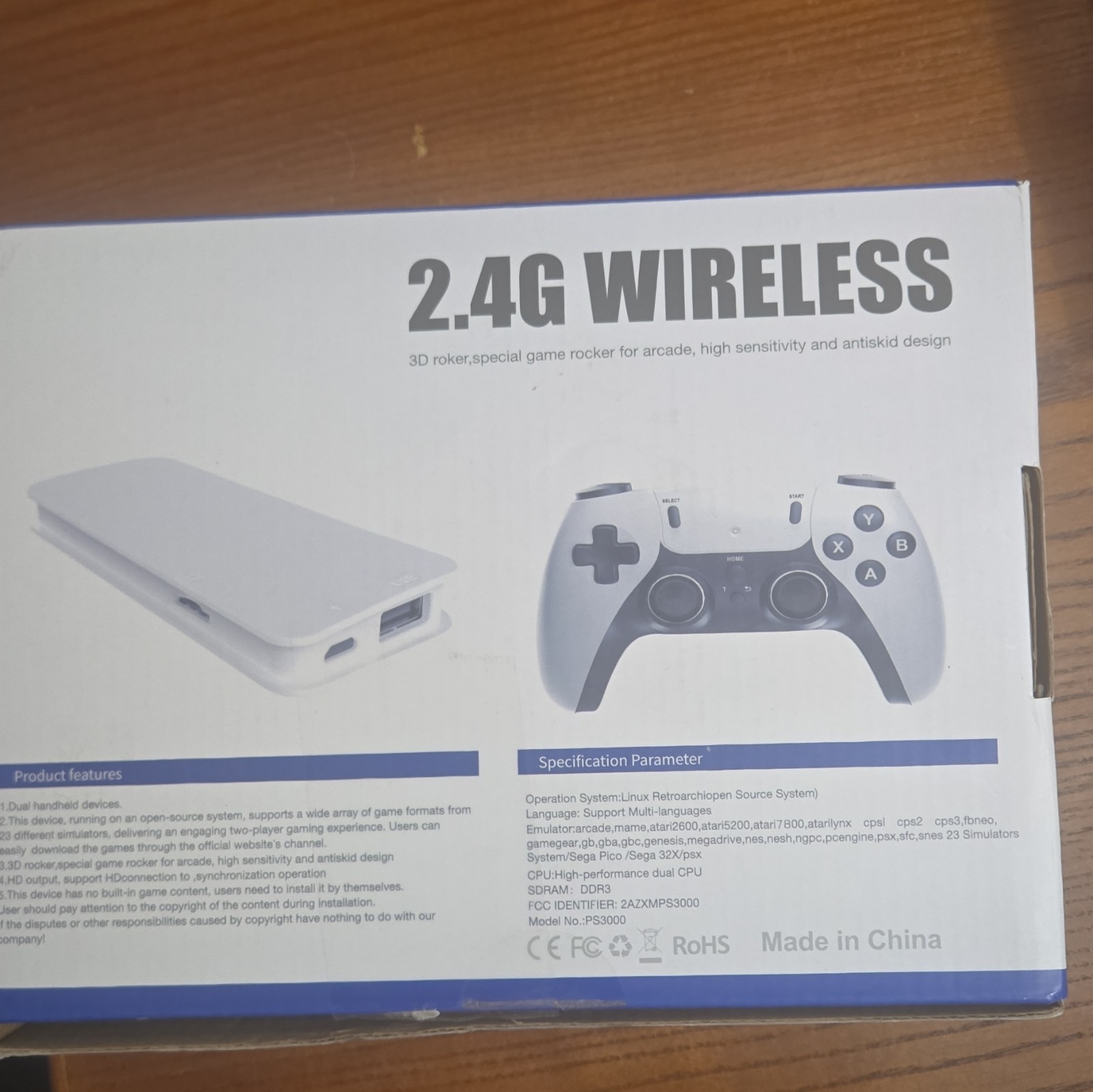 PS3000 2.4G Wireless Home Game Console White USB-A Multi-Platform 3D Rocker