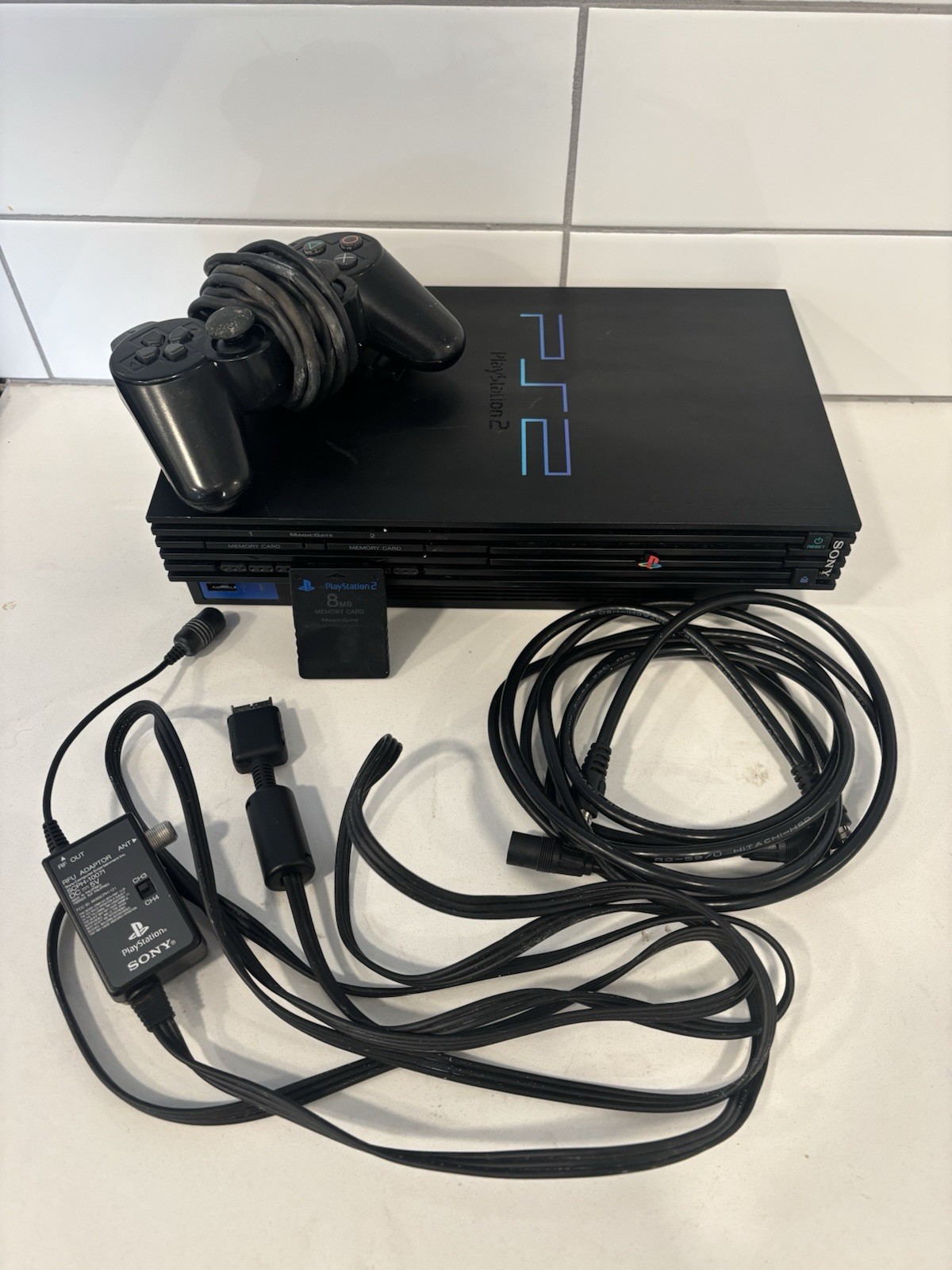 PlayStation 2 Console Bundle Powers On w/ Controller & 8MB Memory Card + Game