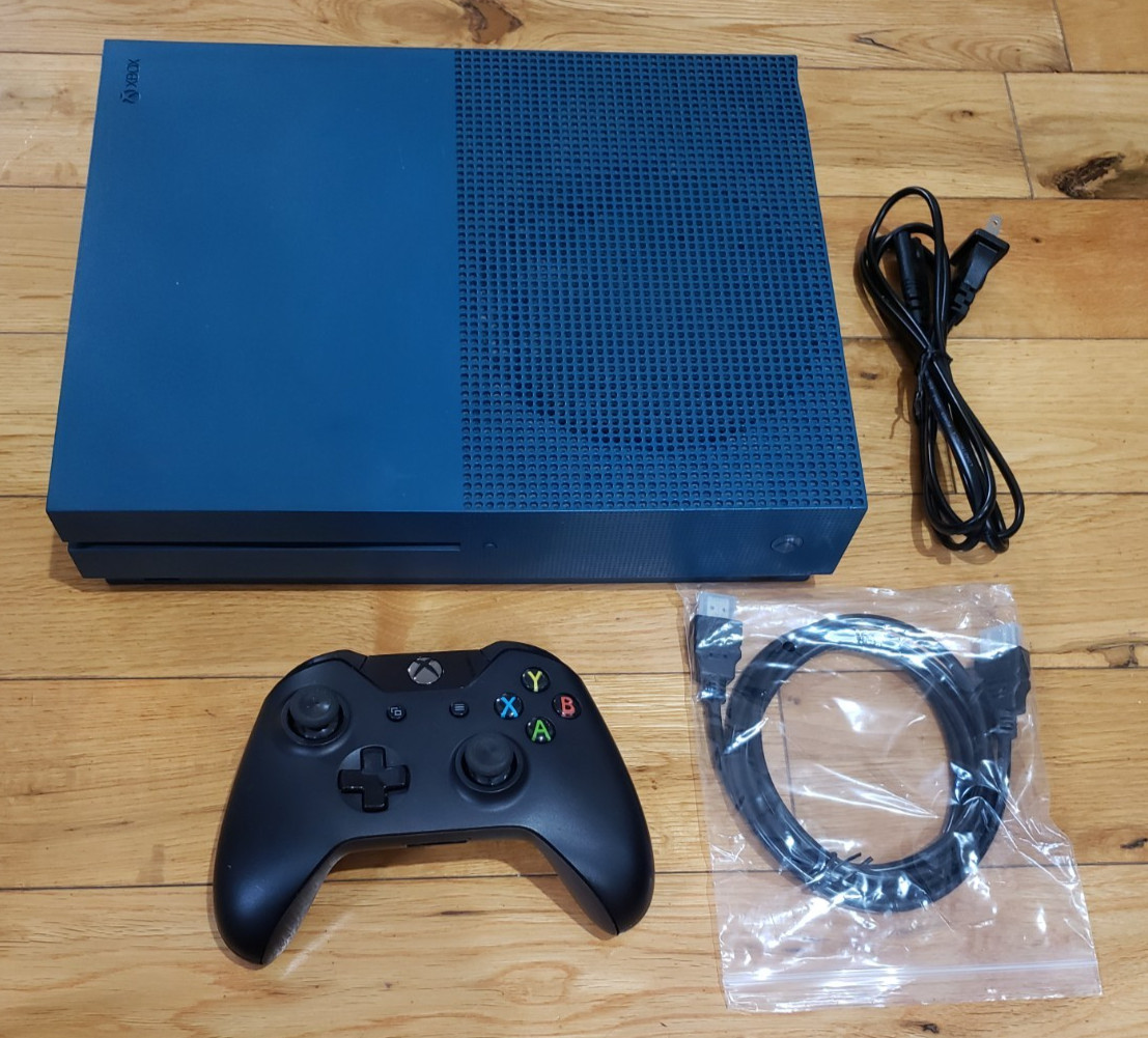 Xbox One S 500GB DEEP BLUE Special Ed. Console 1681 Bundle, Controller, TESTED