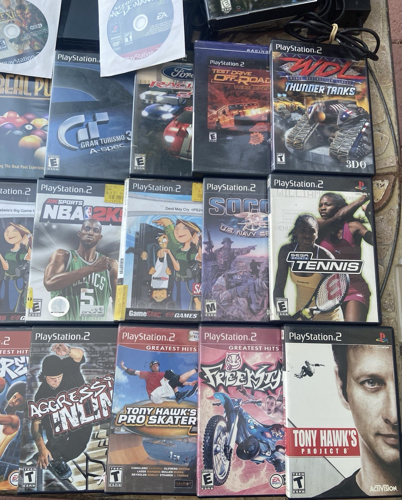 Sony PlayStation 2 PS2 Slim Console Bundle 29 Games Controller Tested & Working