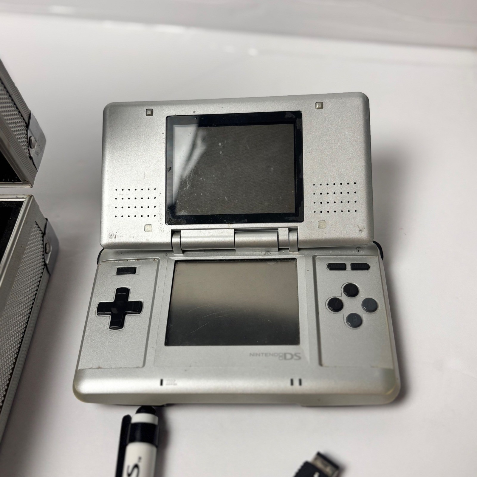 Nintendo DS Silver Handheld Console with Intec Aluminum Case Accessories & games