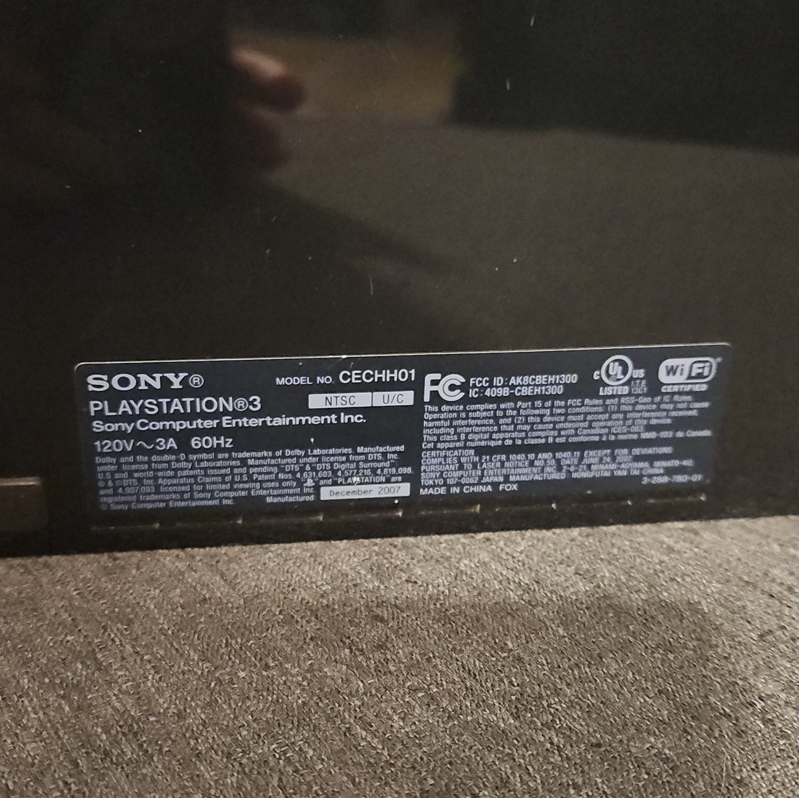 Sony PlayStation 3 PS3 Model CECHK01 Black 1080p Includes Wires – Tested Working