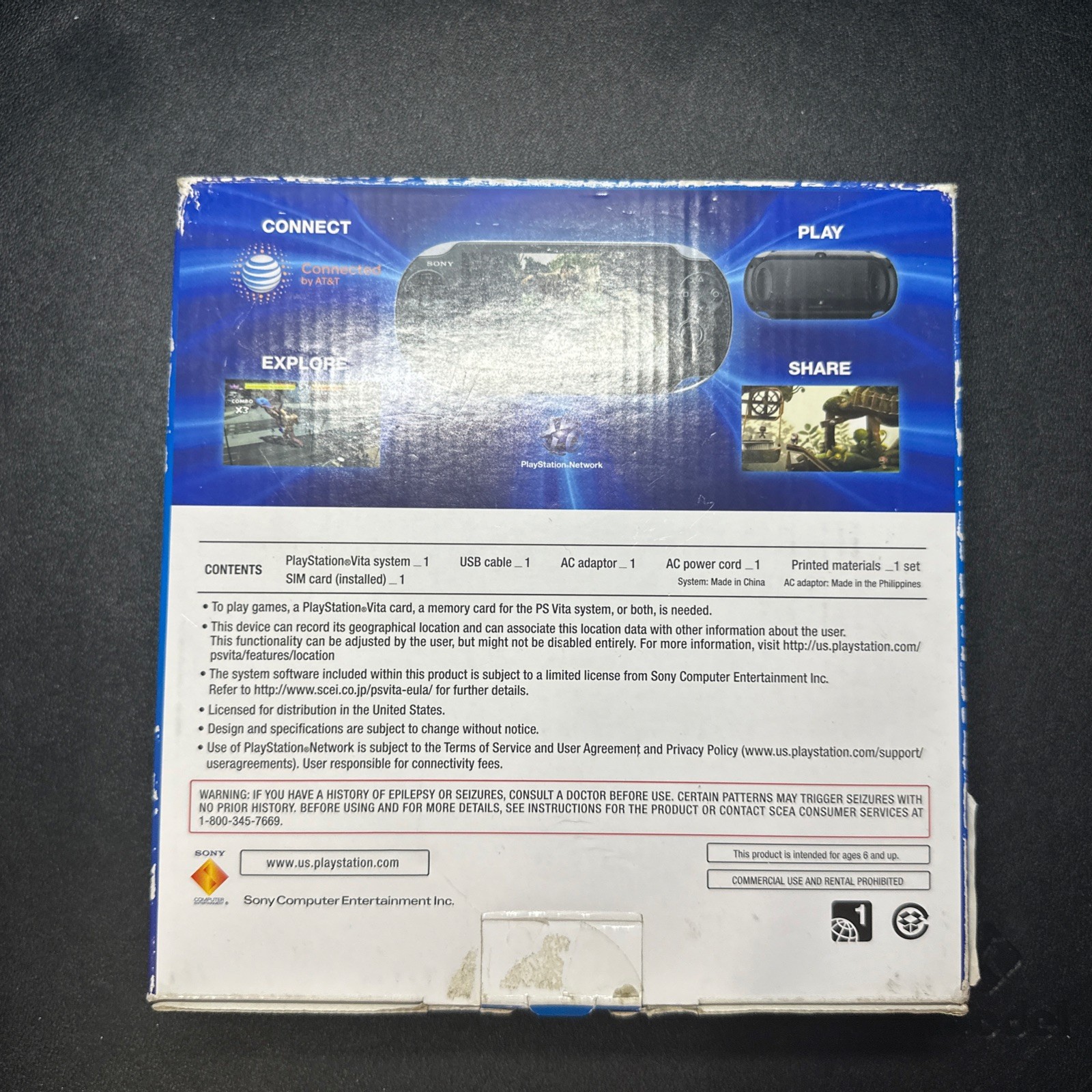 Sony PlayStation PS Vita PCH-1001 Handheld Console Black w/ Box Manual Case NTSC