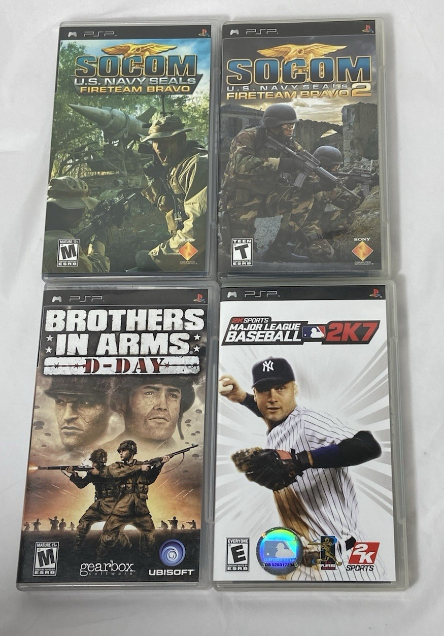 Sony PSP 1001 PlayStation Portable Handheld Console with 4 Games & Case TESTED