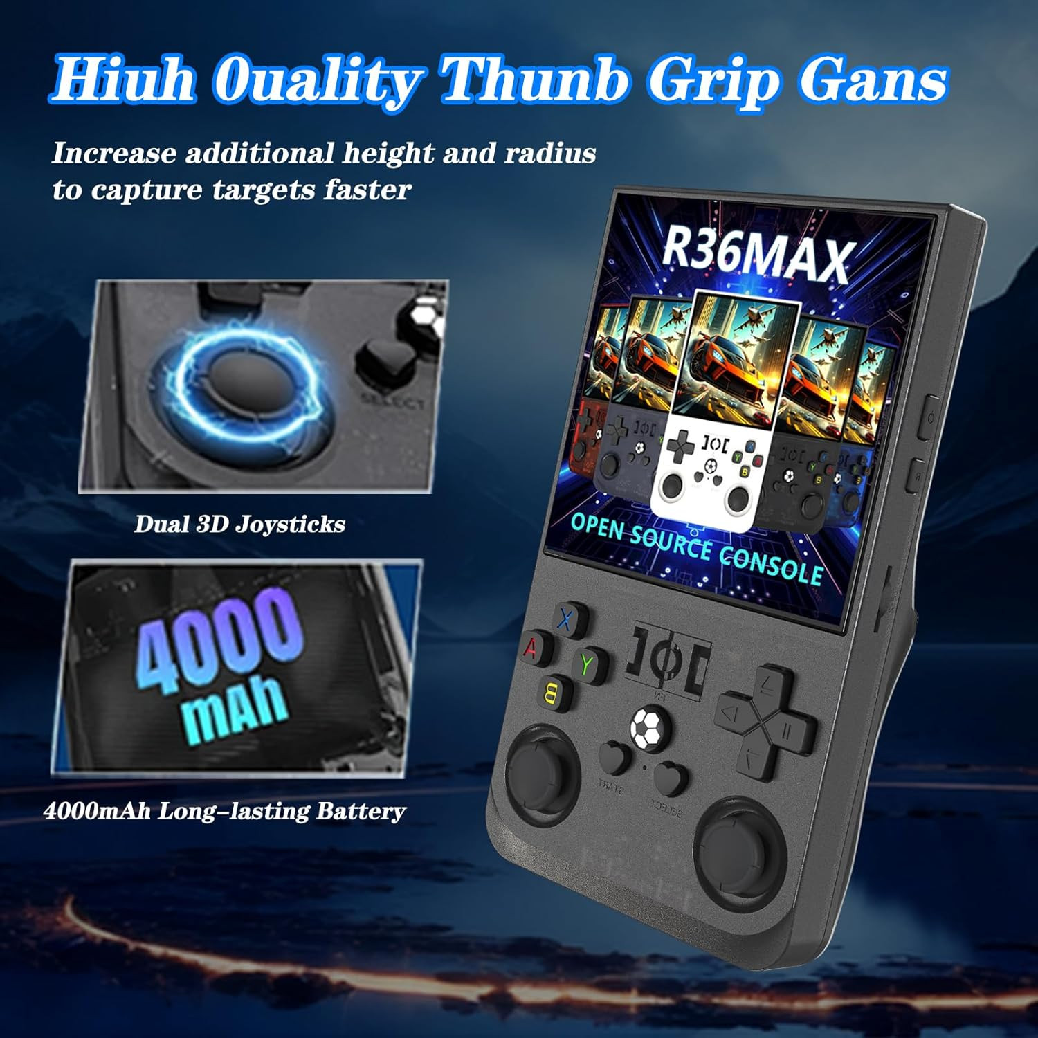 R36MAX 4000Mah Portable Rechargeable Handheld Retro Game Console,Handheld Retro