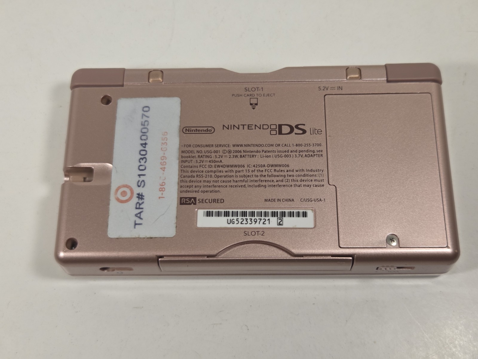 Nintendo DS Lite Metallic Rose Pink Handheld Console NO STYLUS