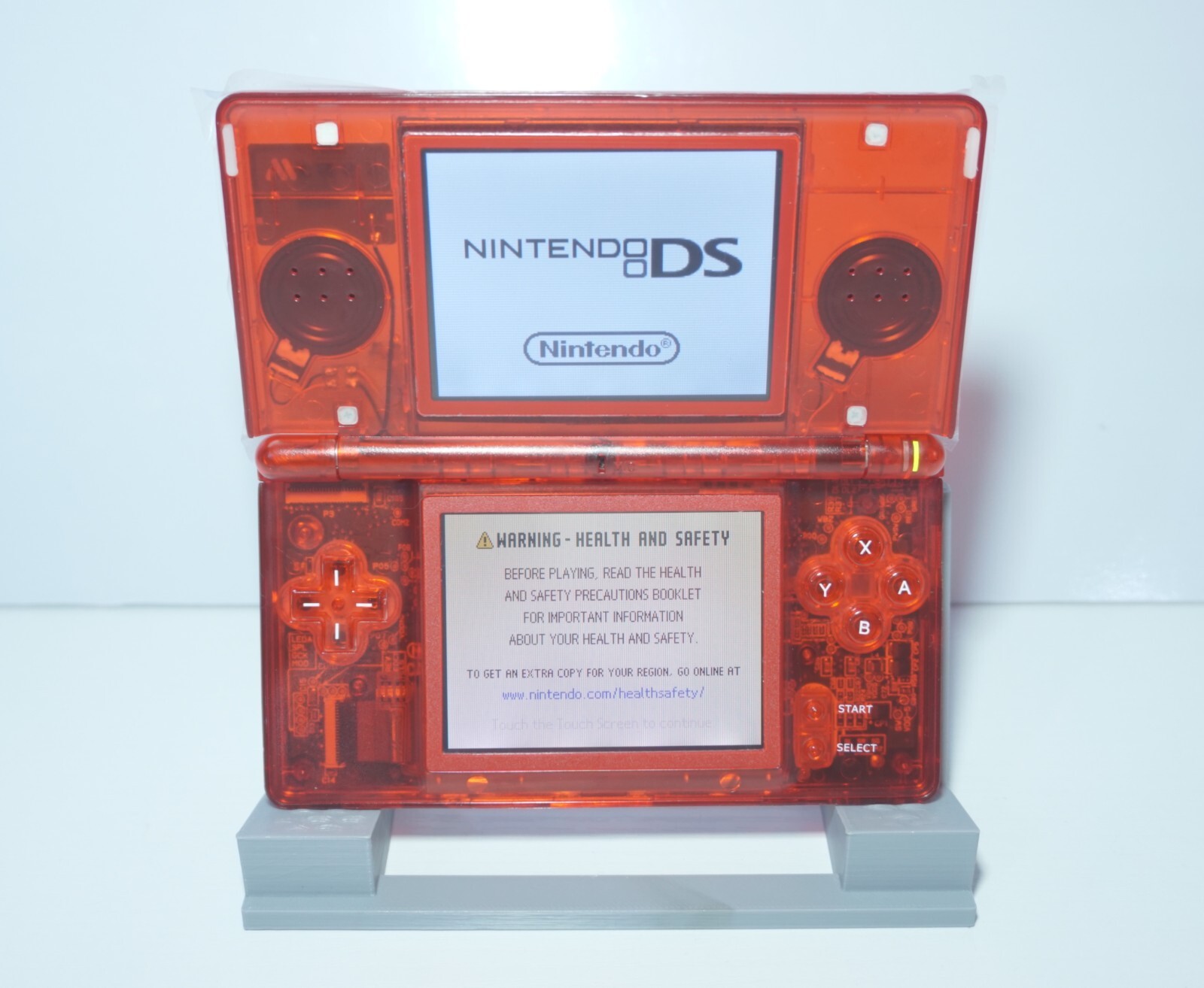 Nintendo DS Lite Transparent Clear Blood Red Handheld System with Charger