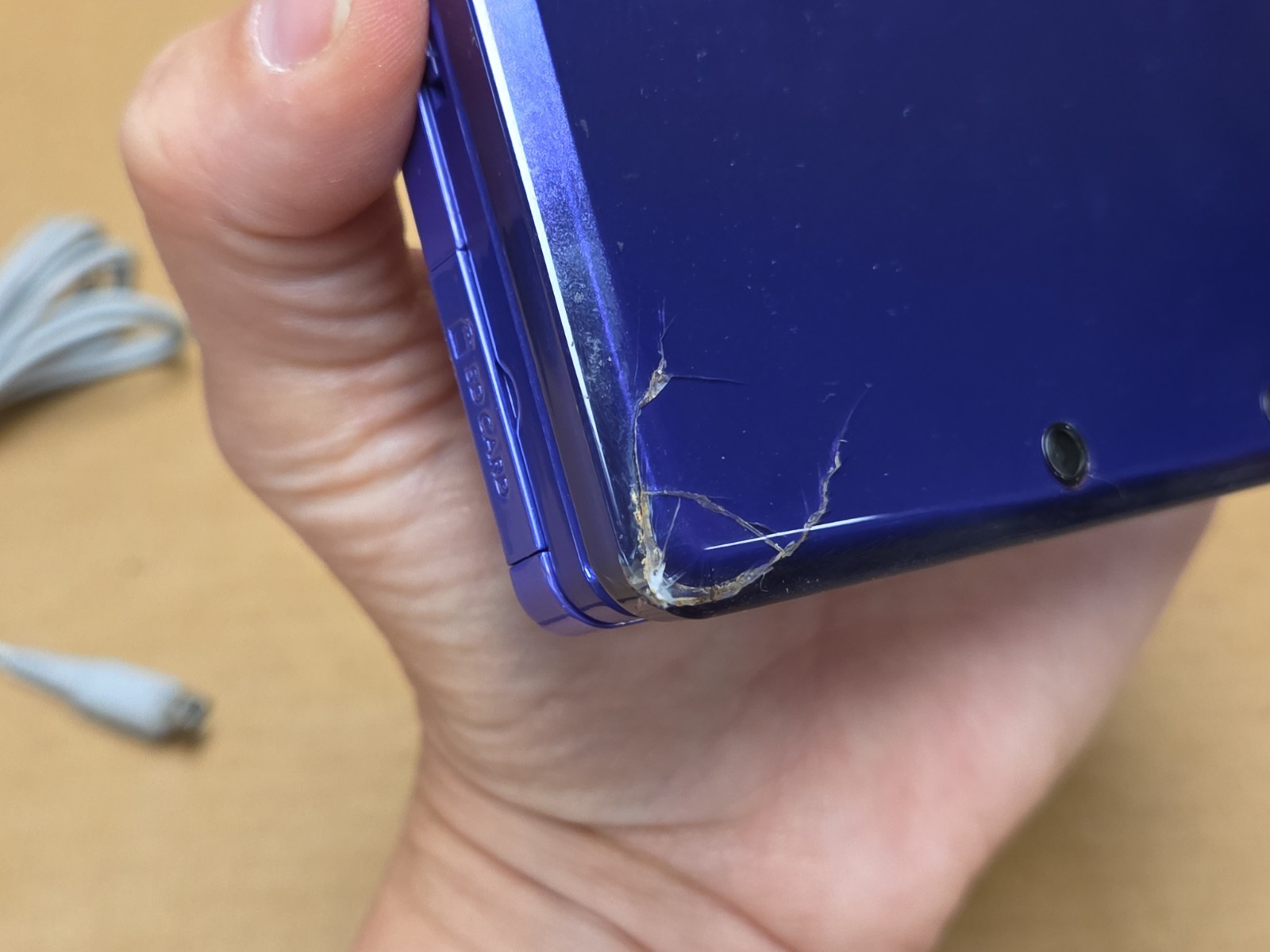 Nintendo 3DS Midnight Purple Tested *Some Damage* W/ Charger * SEE PICS
