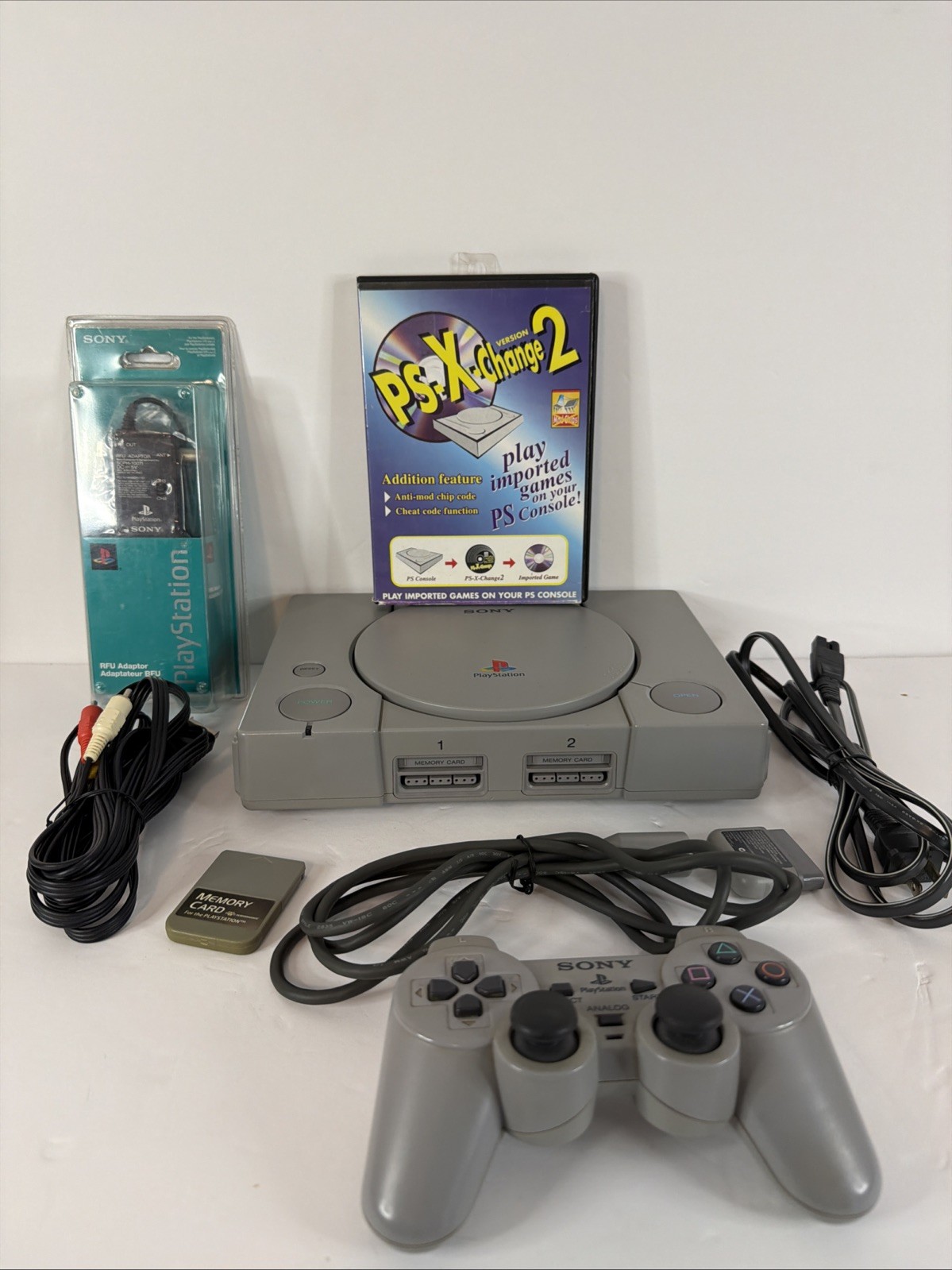 Sony Playstation 1 PS1 Console Bundle SCPH-5501 W/PSXchange 2 Tested & Working