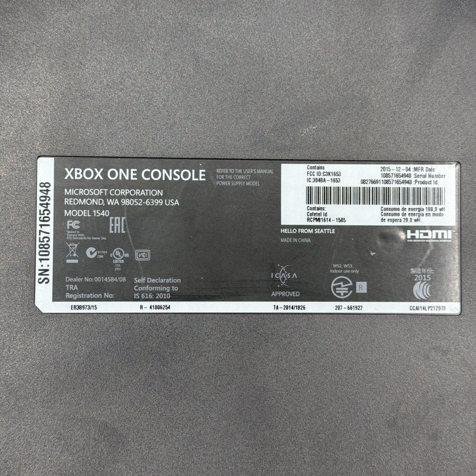 Microsoft Xbox One Console And Power Cable Only Black – Tested, Reset, Updated