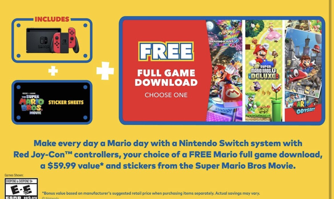 Nintendo Switch HAC-001(-01) Mario Choose One Bundle 32GB Console – Black/Red