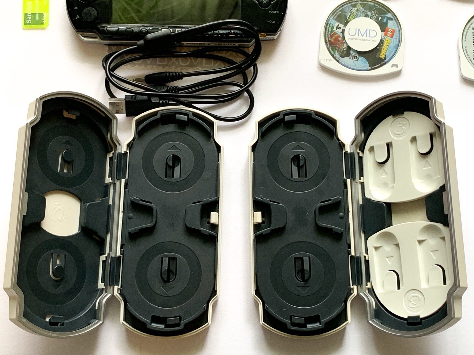 Sony PSP-2001 Black Bundle, 12 Games/movies (Tested), Hard Cases, New Batteries