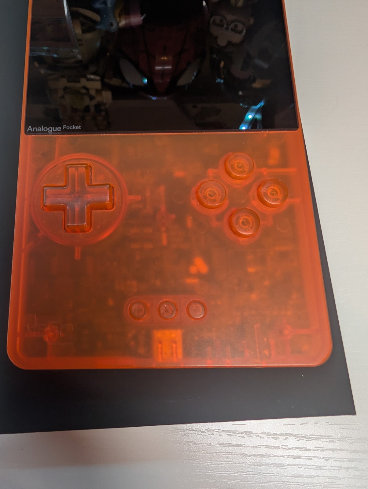 Analogue Pocket Handheld – Transparent Orange Limited Edition w/ pokemon silver