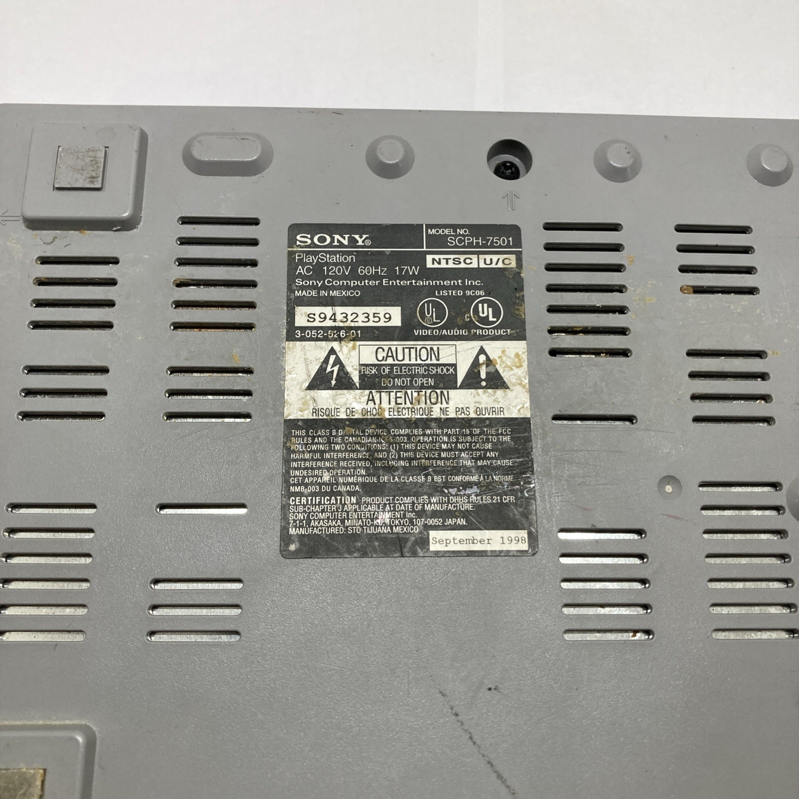 Sony PlayStation 1 PS1 Console for Parts or Repair Powers But Cant Read Missing