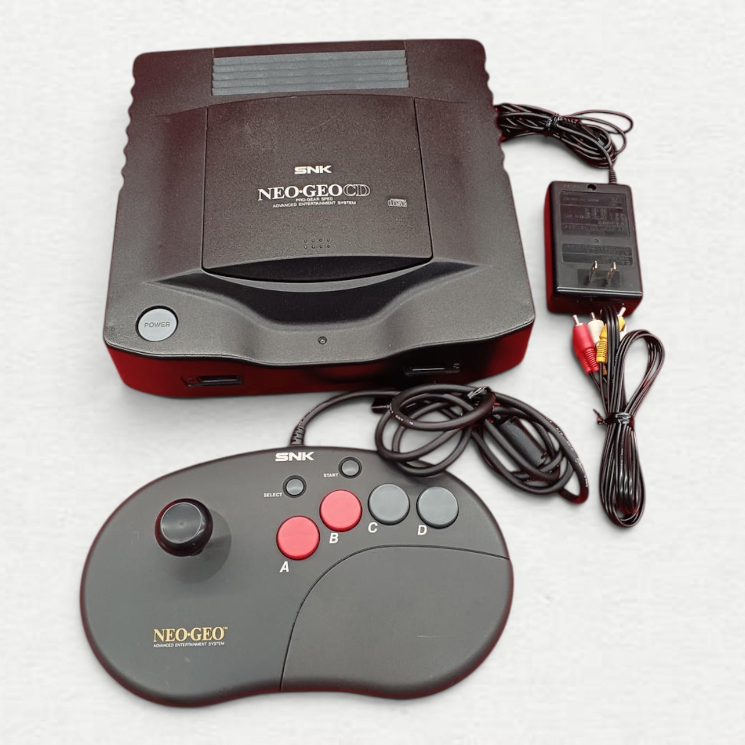SNK Neo Geo CD-T01 Home Console Composite RCA Controller AV Cable AC Adapter