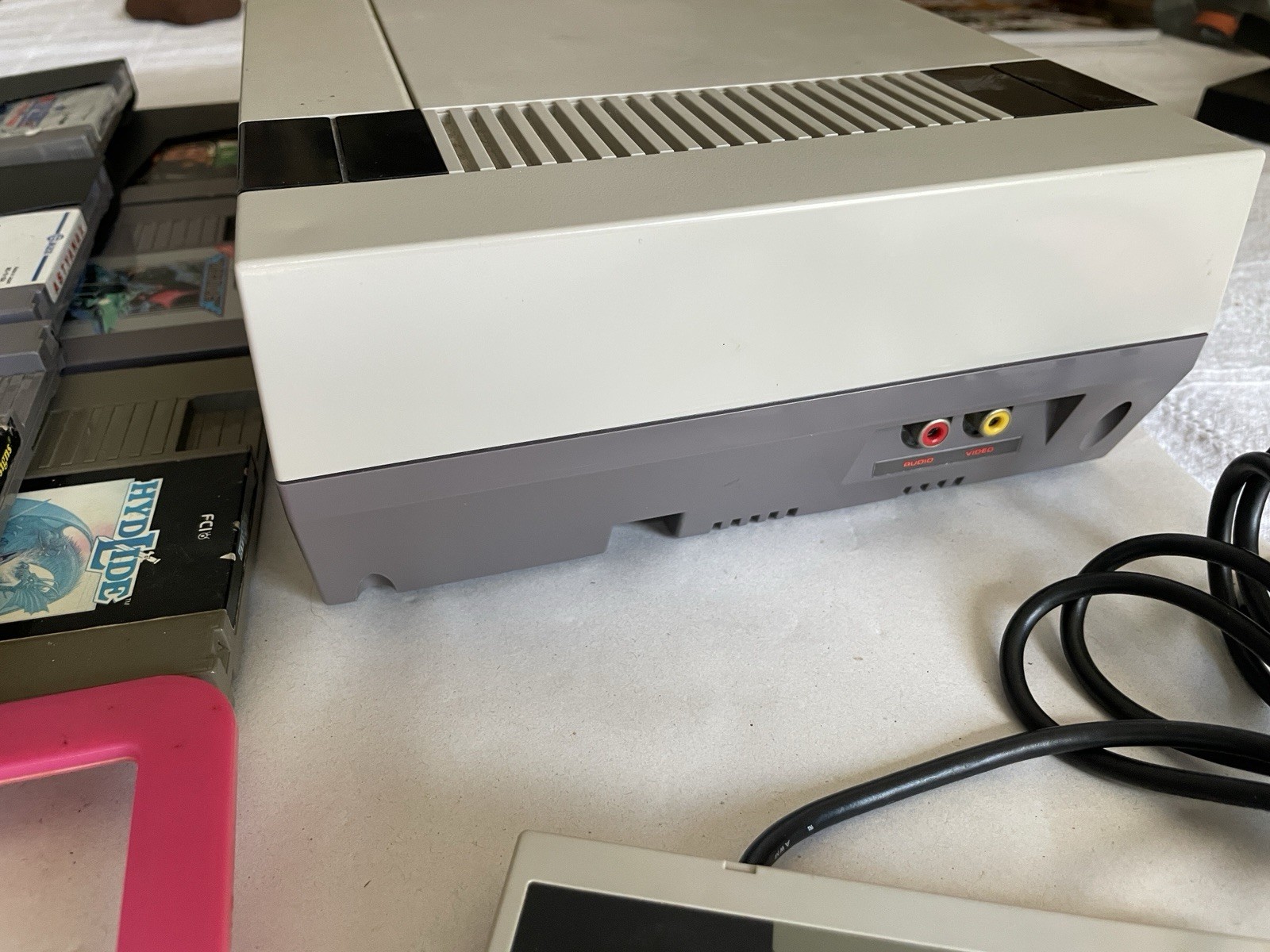 Nintendo NES-001 Console Bundle – 2 Controllers + 6 Games – Untested – No Cables