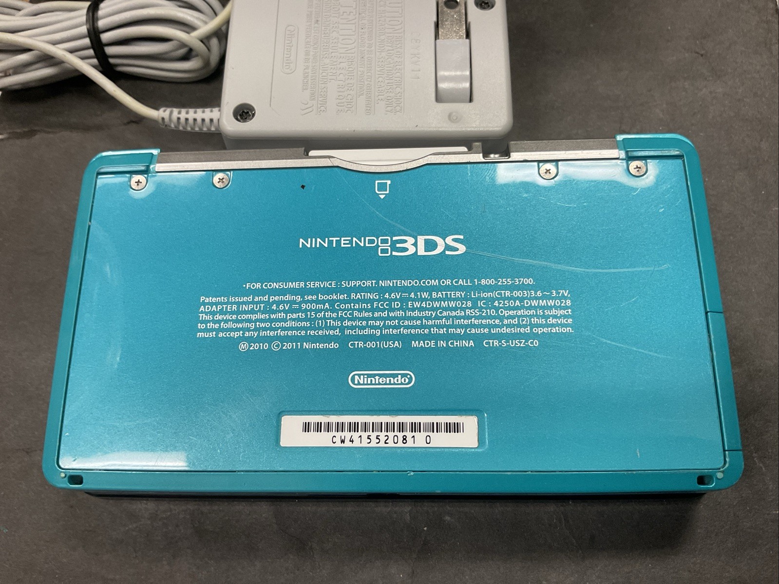 Nintendo 3DS Aqua Blue Handheld Console Fully Tested Teal Bundle W/ Game Used