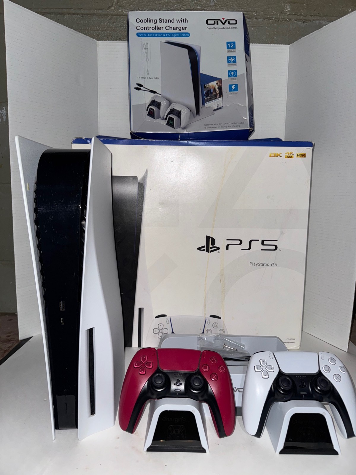 Sony PlayStation 5 Disc Edition 825GB Home Console White. With Cooling Stand.
