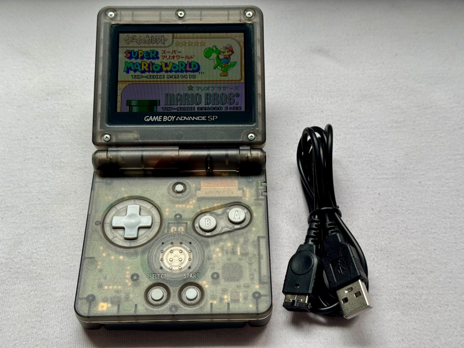 Nintendo Gameboy Advance SP AGS101 Onyx Black Handheld w/ USB Cable & Battery