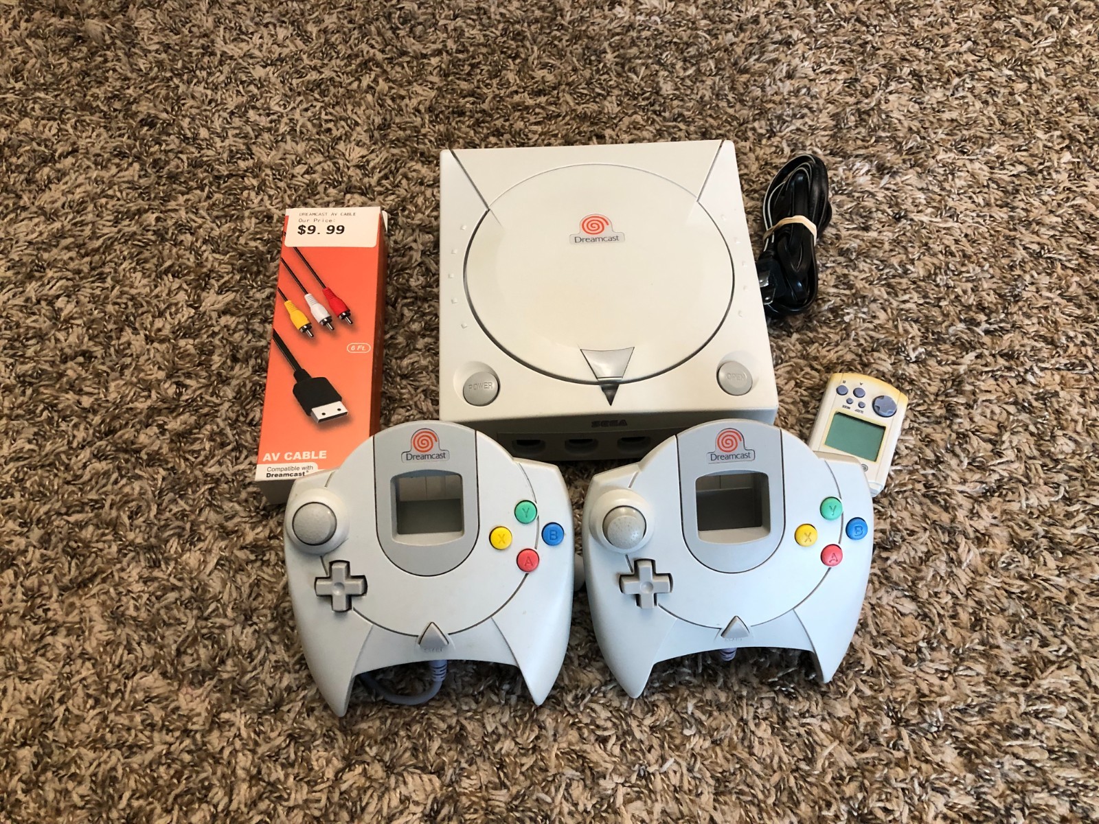Sega Dreamcast Console System HKT-3020 With 2 Controllers & Memory Card TESTED!