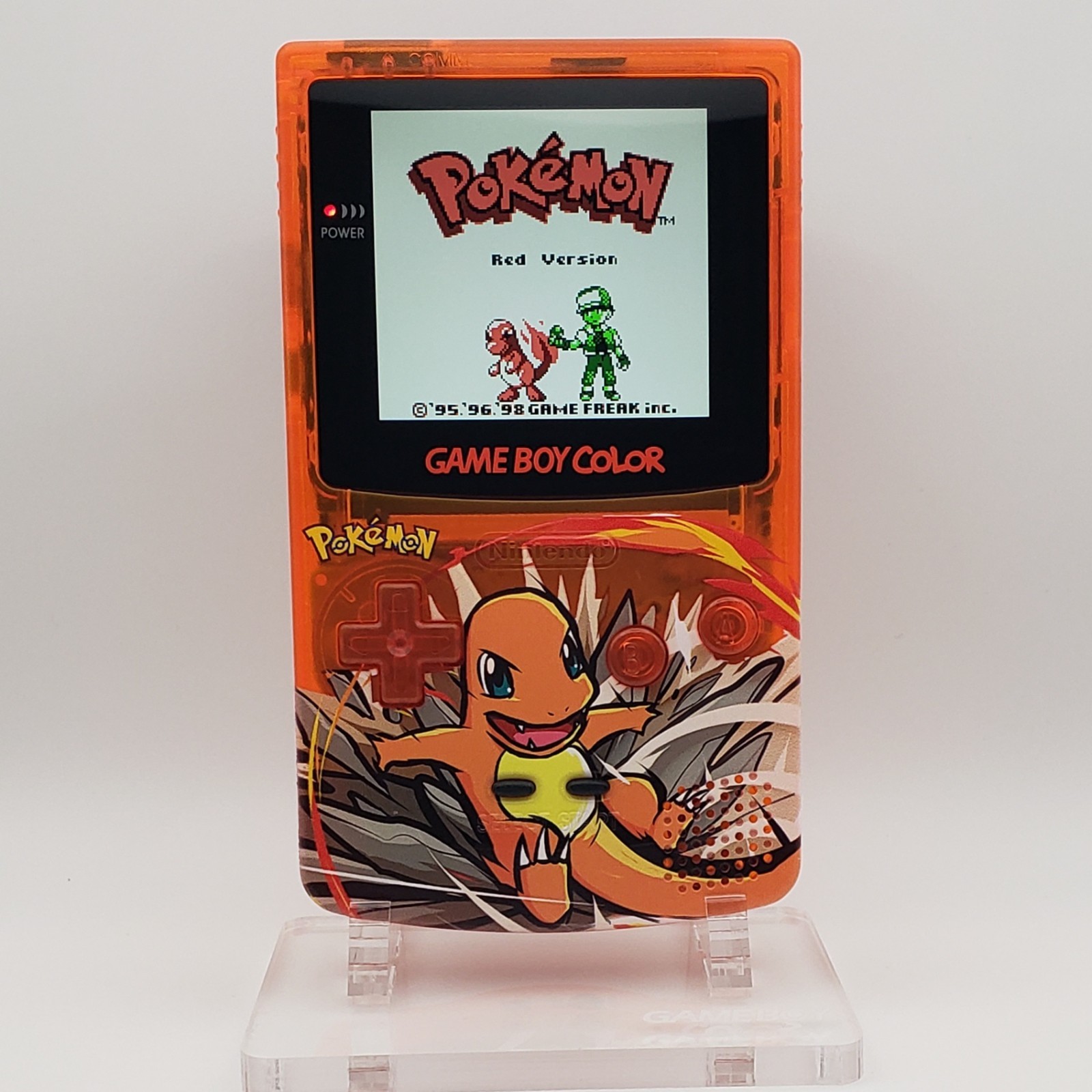 Charmander Game Boy Color w/ Laminated Backlit IPS Screen, New Speaker, Recapped