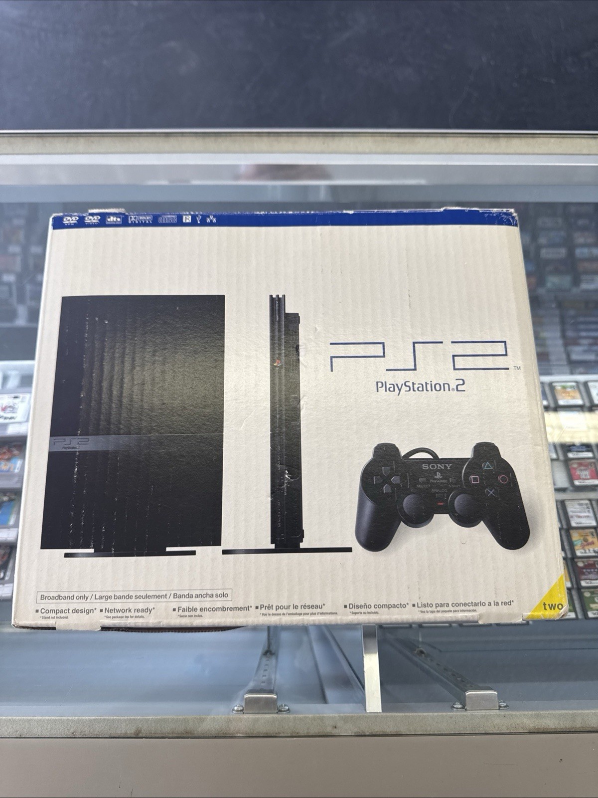 Sony PlayStation 2 Slim Launch Edition Charcoal Black Console ) CIB Tested