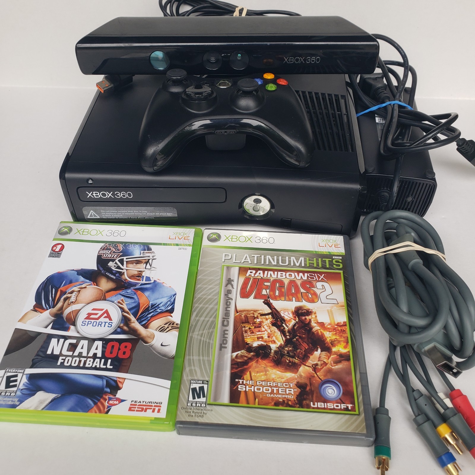 Microsoft Xbox 360 S 4GB Black Console 1439 with Kinect OEM Controller & 2 Games