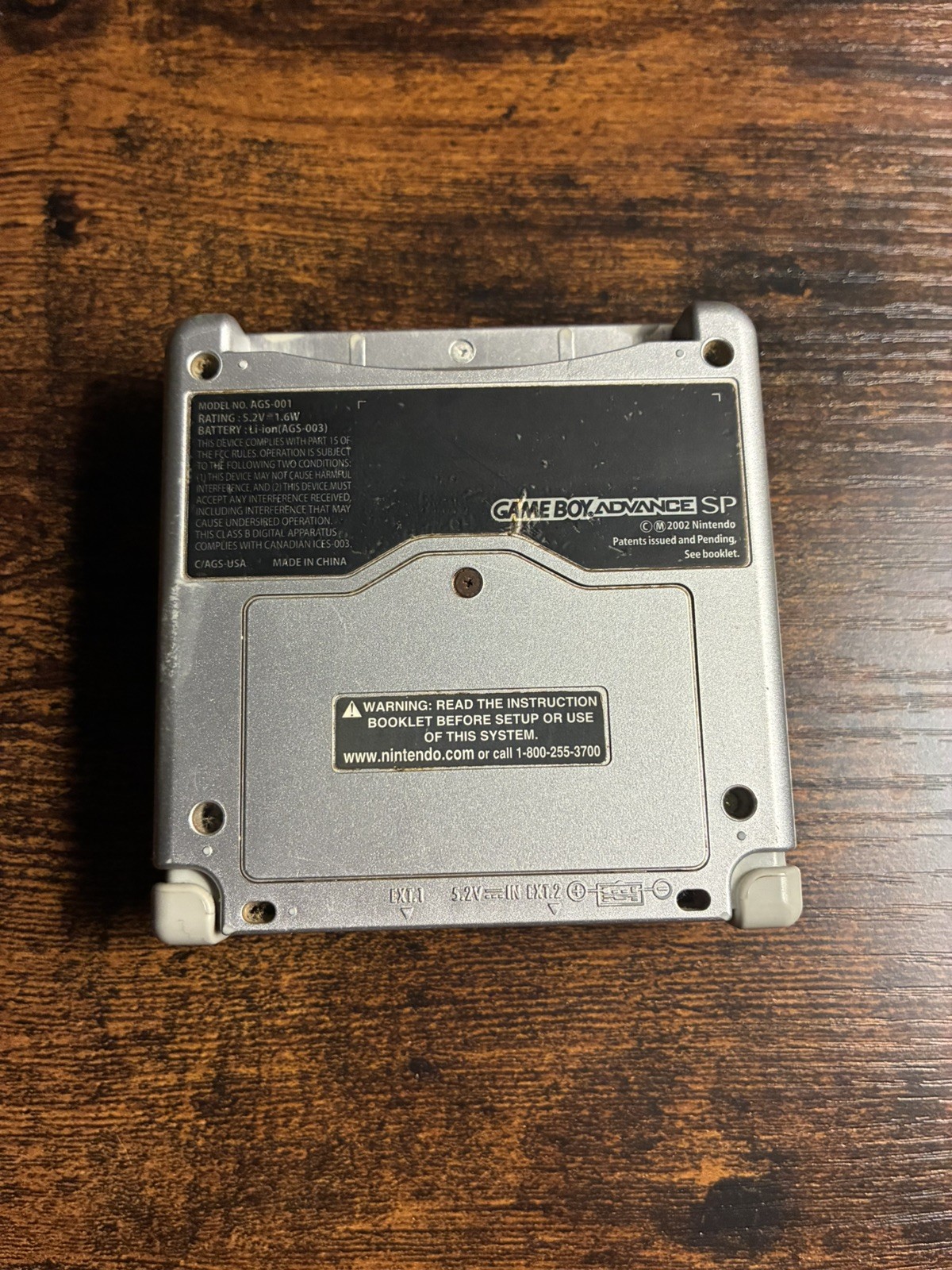 Nintendo Game Boy Advance SP Silver Console (AGS-001) OEM Charger & Case Bundle