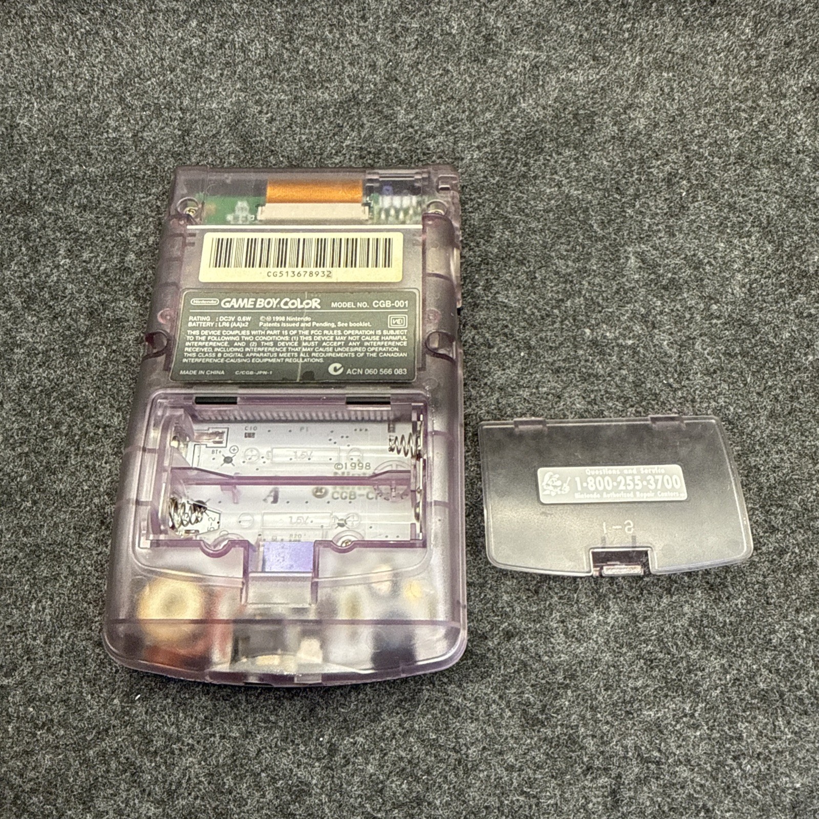 Nintendo Game Boy Color Atomic Purple CGB-001 Cleaned & TESTED
