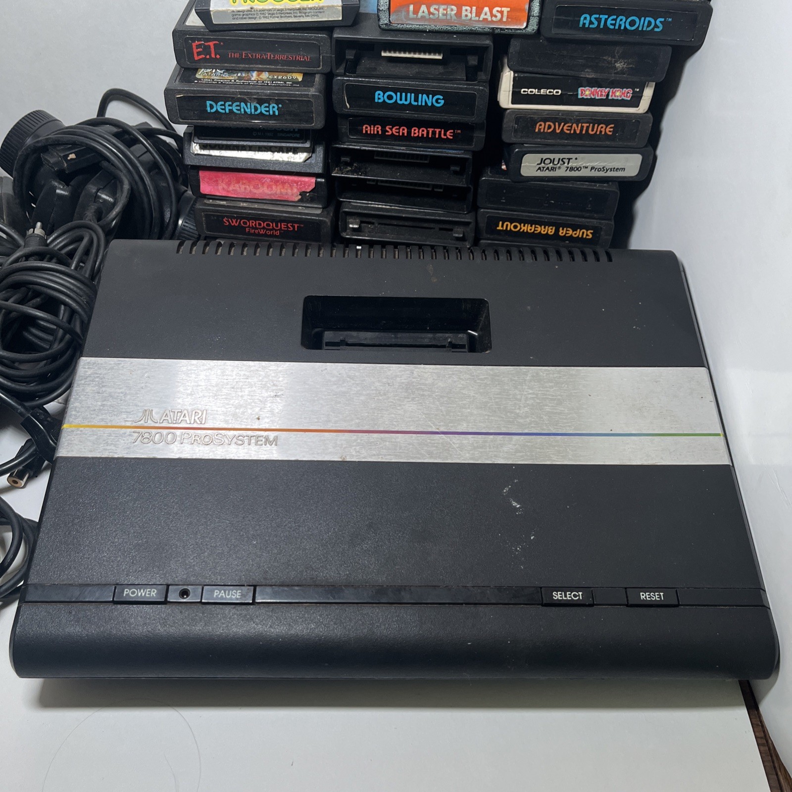 Atari 7800 Console, 2 Controller And 29 Games Lot + Cables READ DESC