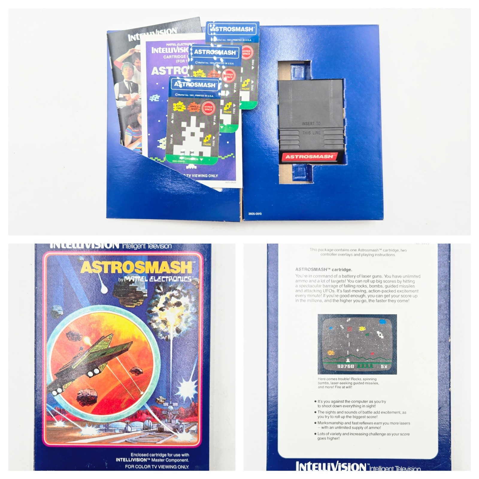 Vtg Mattel Intellivision Console Bundle 15 Game Lot CIB Overlays TESTED WORKING