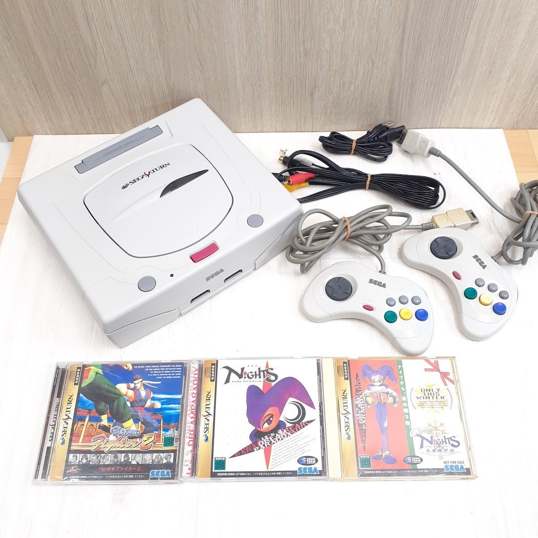 Sega Saturn Console Bundle with 3 Games & 2 Controllers V. Fighter Nights Japan