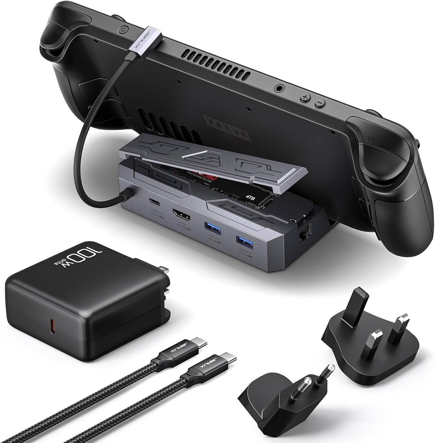 6-in-1 Steam Deck Dock – Vibrant 4K HDMI & Gigabit Ethernet Connectivity