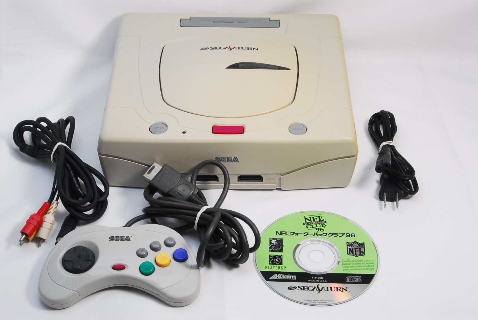 Sega Saturn Console White HST-3220 w/ Controller Cables NFL Game Japan Tested