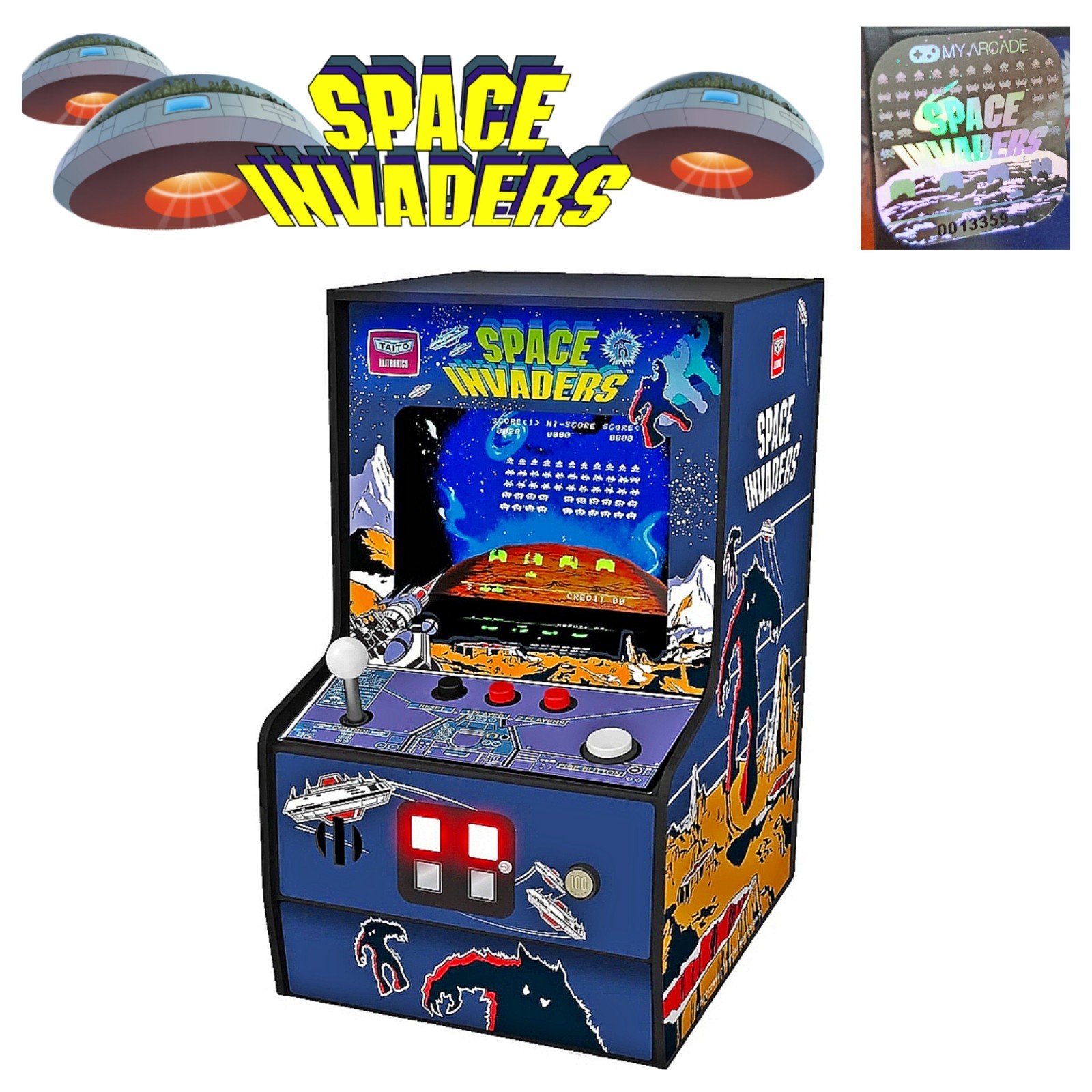 👾 SPACE INVADERS My Arcade TAITO Retro Player Machine w/Backlit Marquee 🆕 NEW!