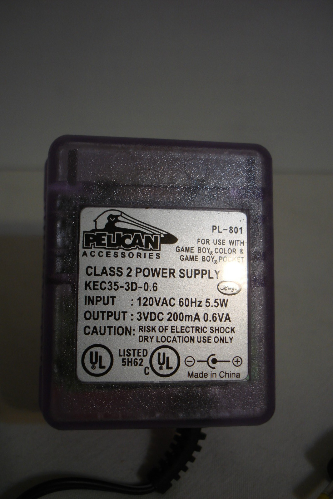 Nintendo Game Boy Color System Clear Atomic Purple w/ Pelican Accessories