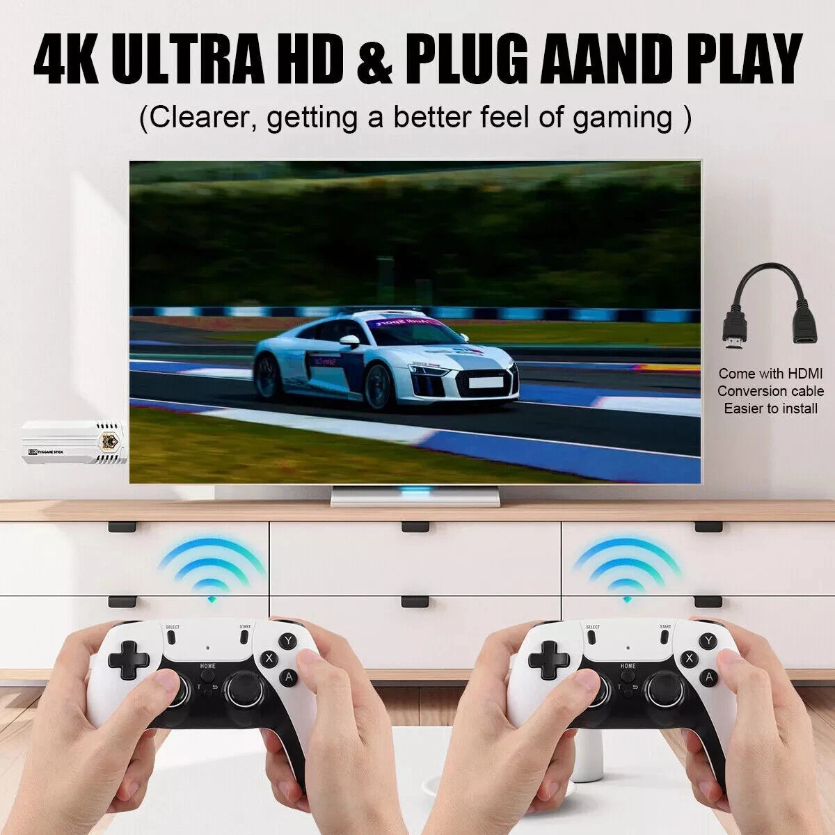 M15 4K HD Retro Game Stick Console 64GB 128GB 256GB 2 Wireless Controllers