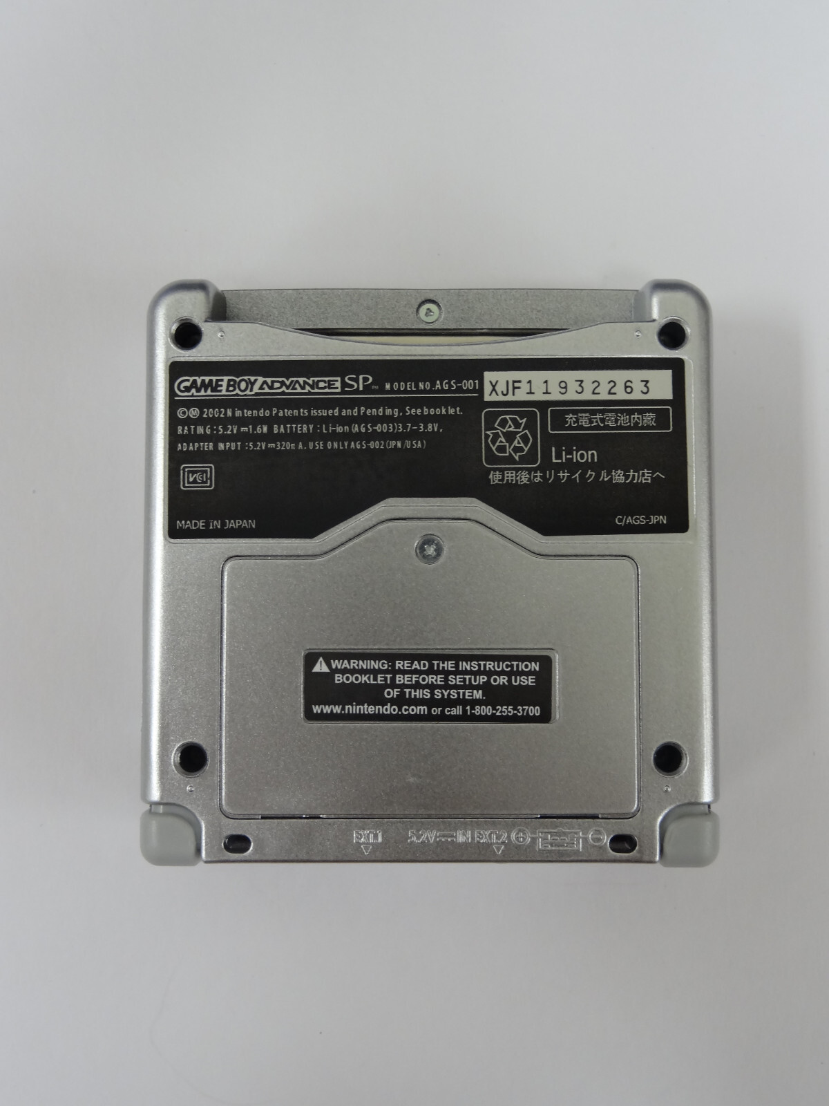 Platinum Nintendo Game Boy Advance SP AGS-001 Includes Charger Tested/Working