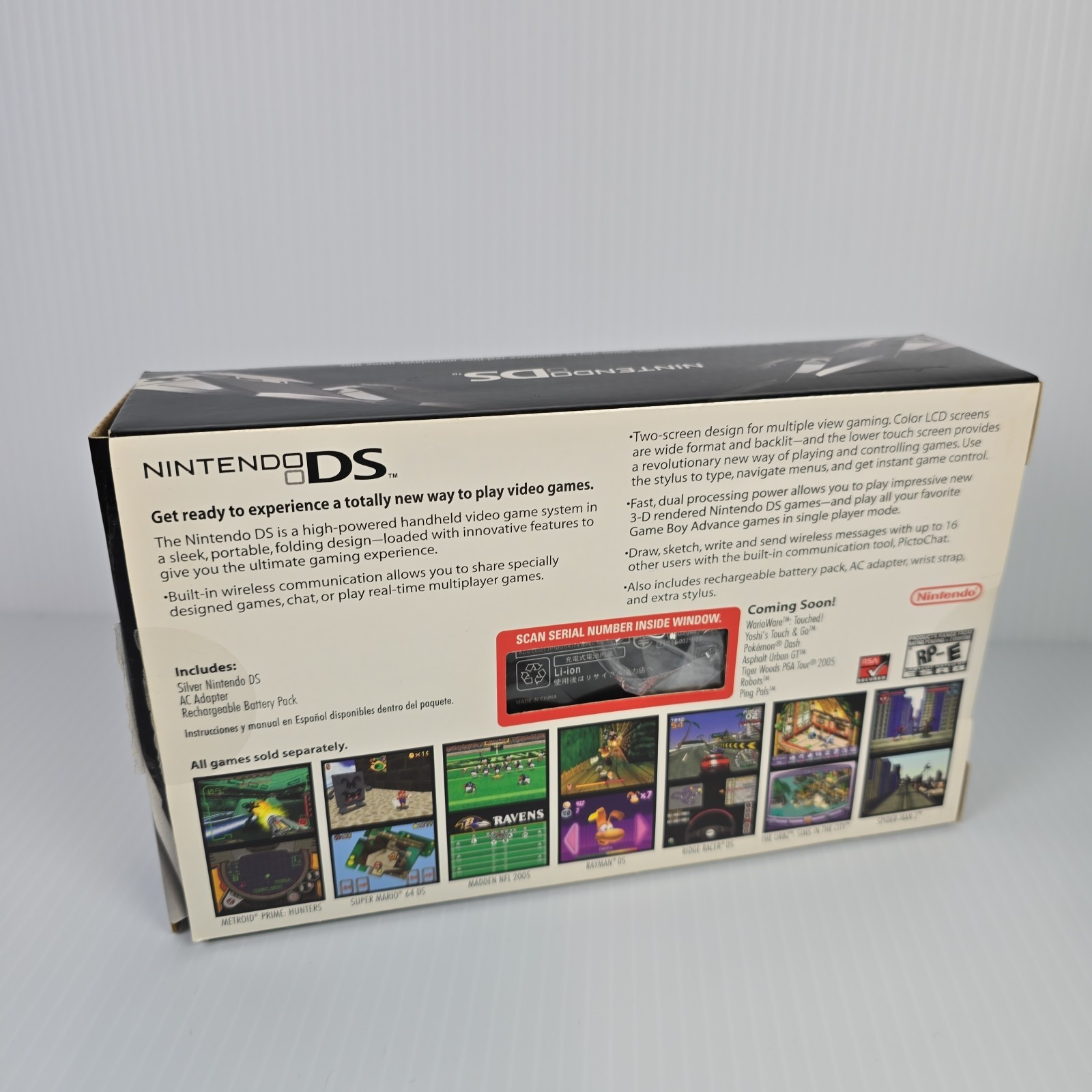 Nintendo DS Original NTR-001 Titanium Silver Handheld System CIB Tested