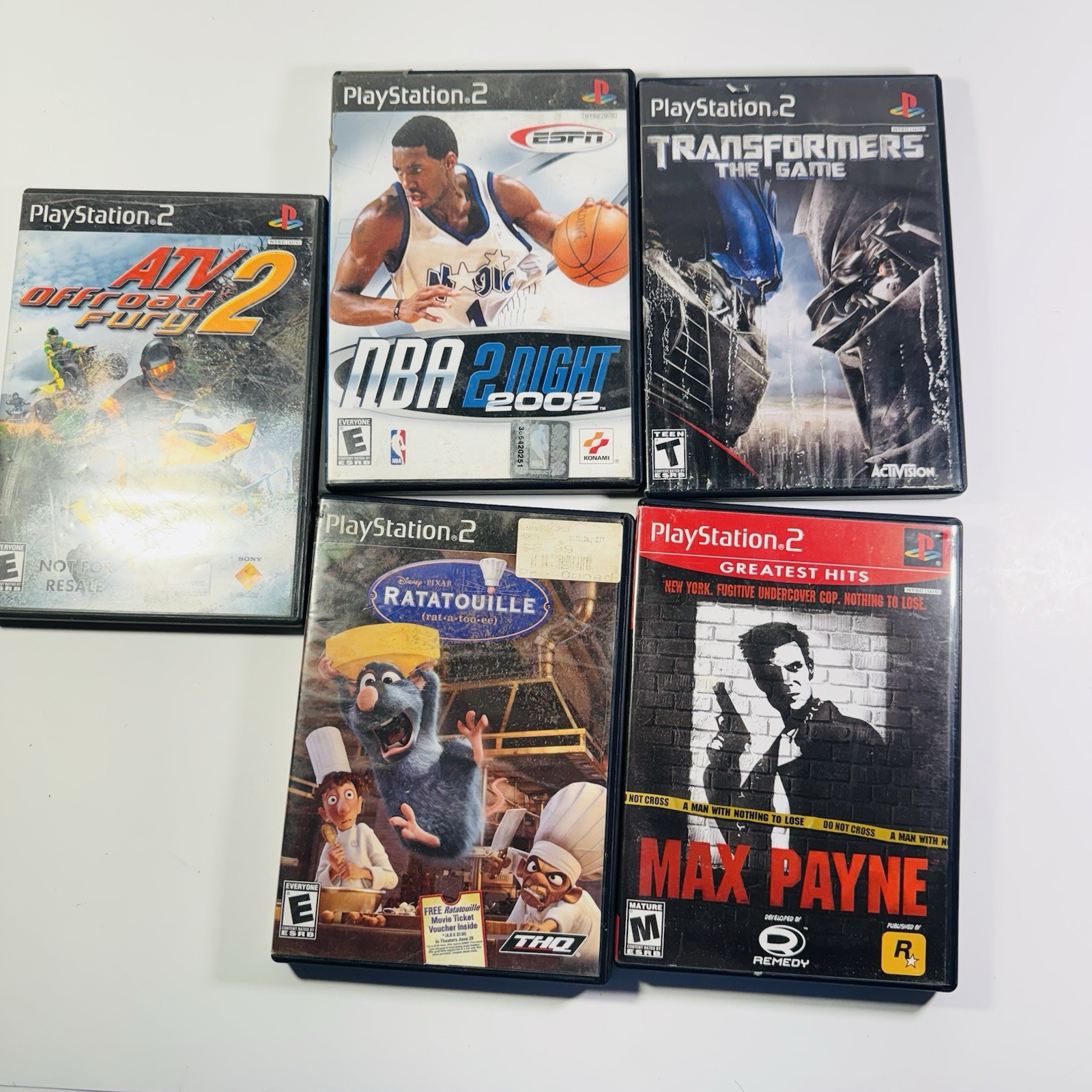 Sony PlayStation 2 Slim PS2 Console Bundle 1 Controllers 5 Games 77001