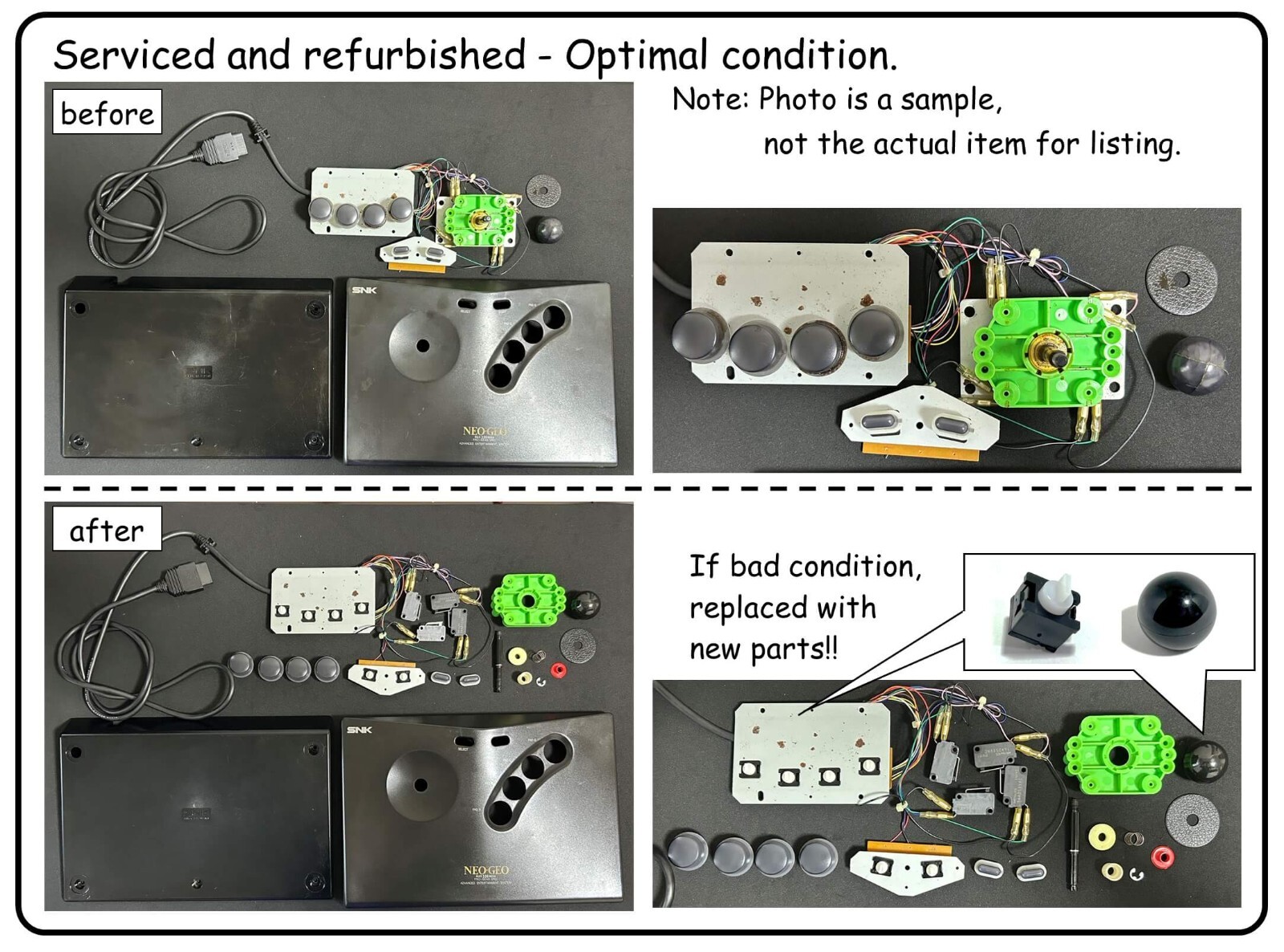 NEO GEO AES AES3-5 Stereo Mod, Full Recap, BIOS Socketed, RGB Bypass, YPbPr out