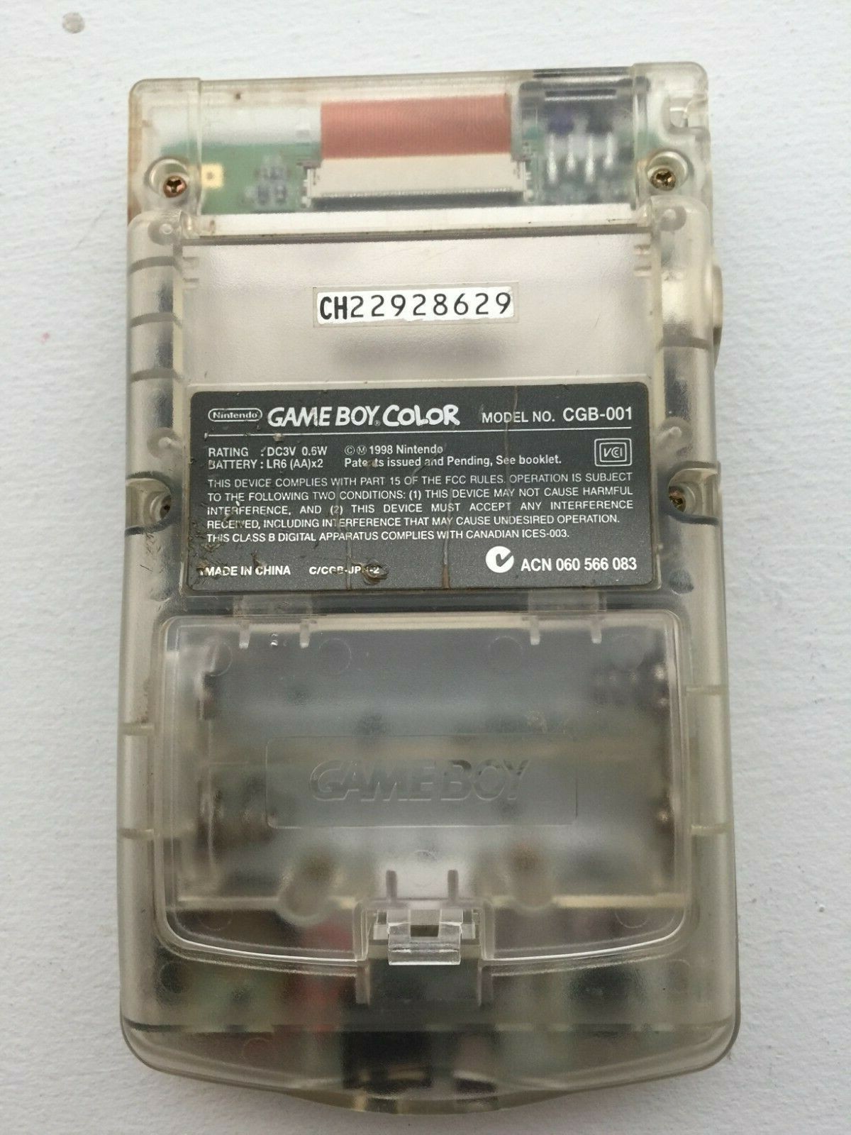 Nintendo Game Boy Color CGB-001 – Clear Skeleton – 100% OEM Tested Works