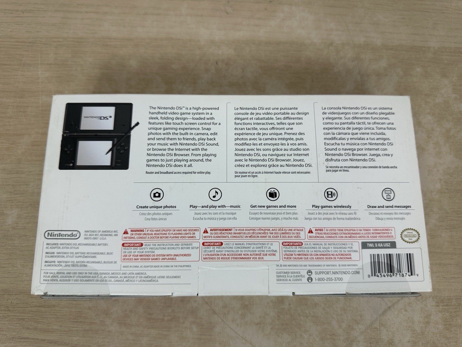 Nintendo DSi – Matte Black – Complete in Box CIB w/ Inserts/Charger/Stylus WORKS