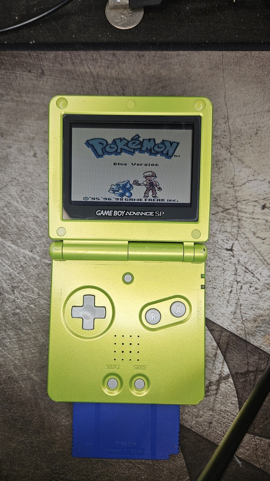 Nintendo Game Boy Pokemon Blue Gold Silver(2) Games & Lime Green AGS-001 System
