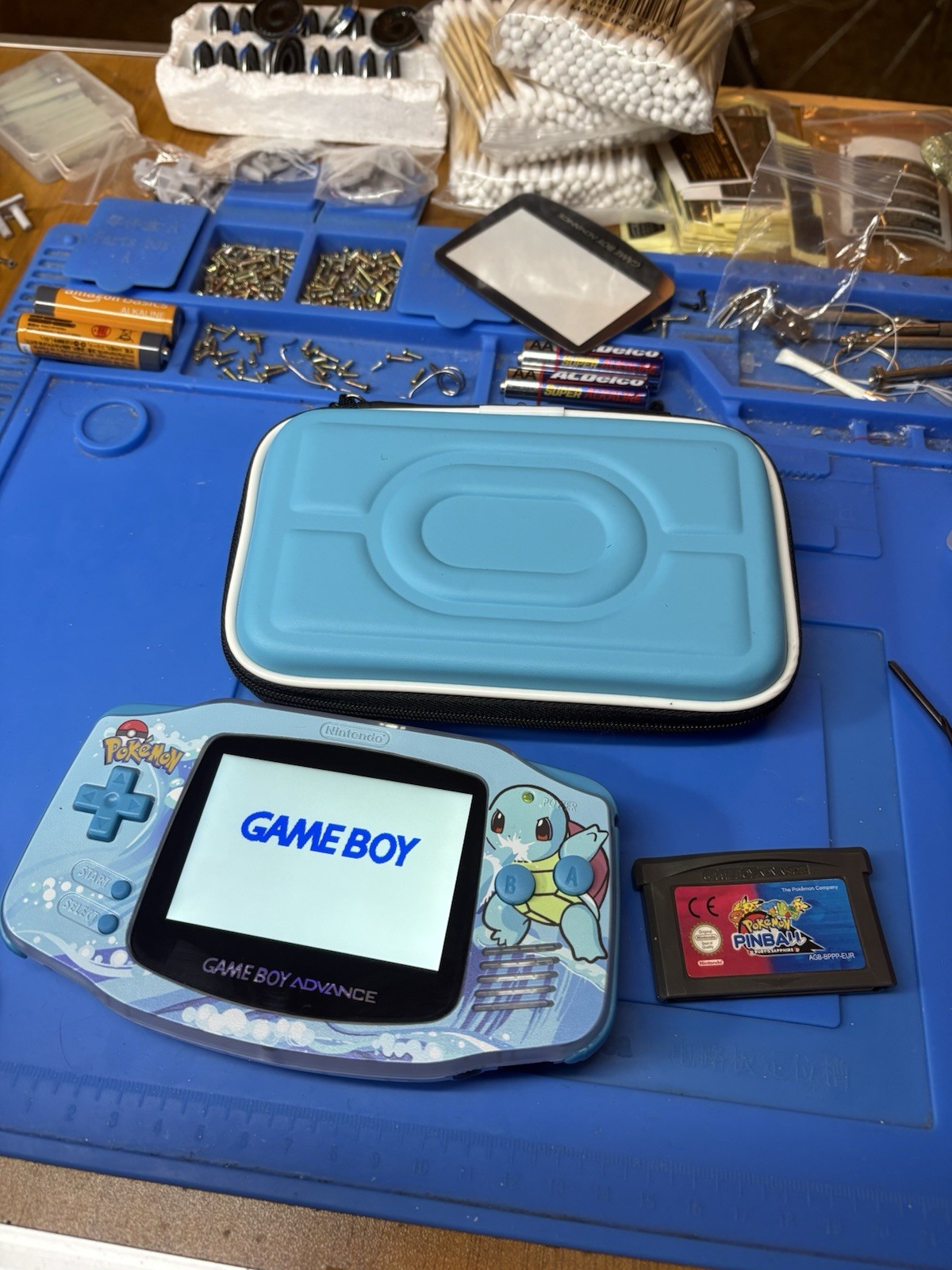 Backlit IPS Nintendo Gameboy Advance Pokémon GBA Cartridge Squirtle V5 1800 MAH