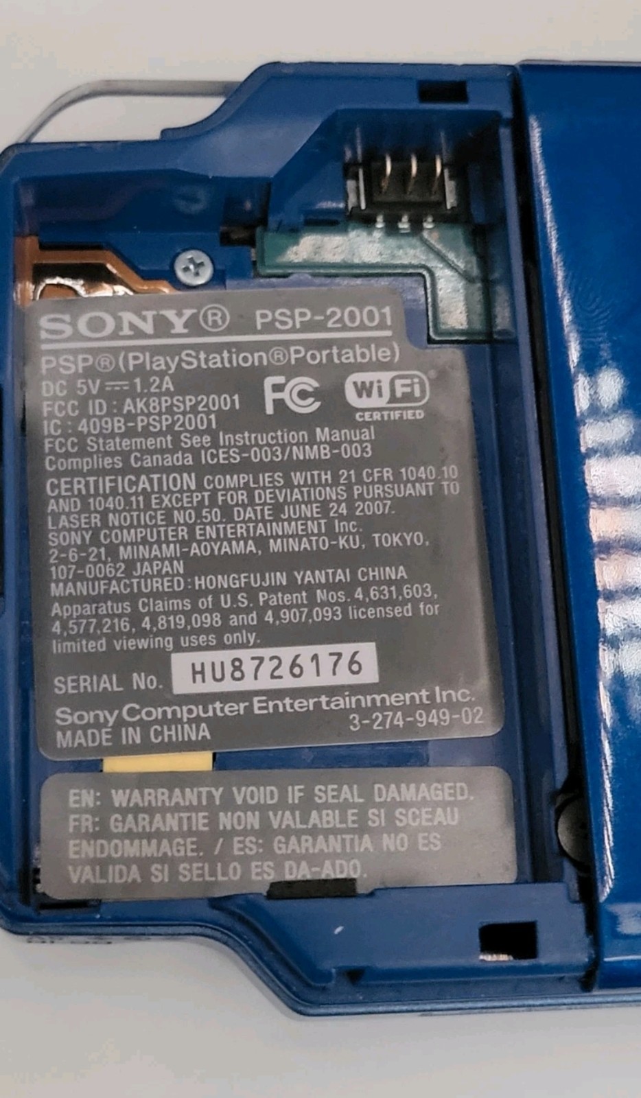 Sony PSP-2001 Blue Handheld Console Bundle Tested Works Charger Case Battery