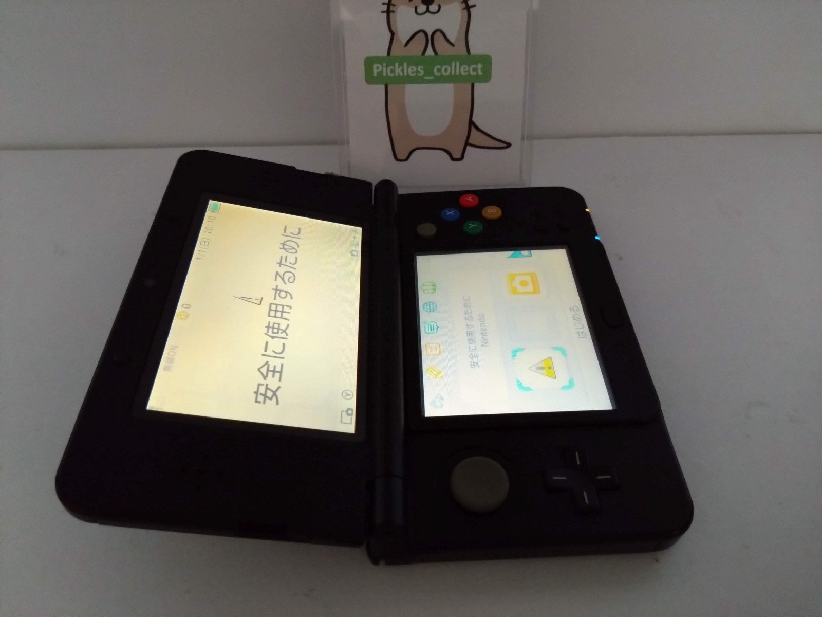 Nintendo New 3DS Black KTR-001 w/4GB Stylus language Japanese Tested 0511A